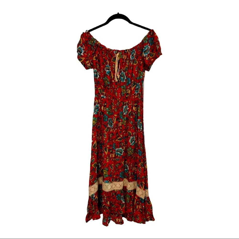 Forever 21 red floral maxi dress